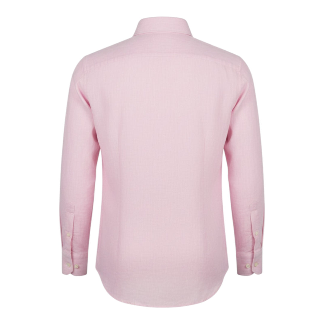 Overhemd met lange mouwen Custom Fit 100% linnen Washed Roze