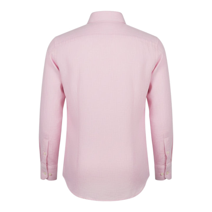 Overhemd met lange mouwen Custom Fit 100% linnen Washed Roze