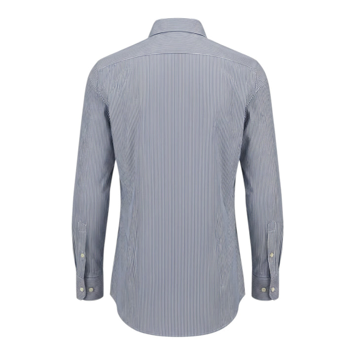 Overhemd met Lange Mouwen Custom Fit Katoen Gestrept Blauw-Wit