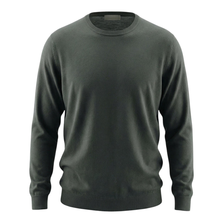Crewneck met lange mouwen van gekamd katoen Antraciet