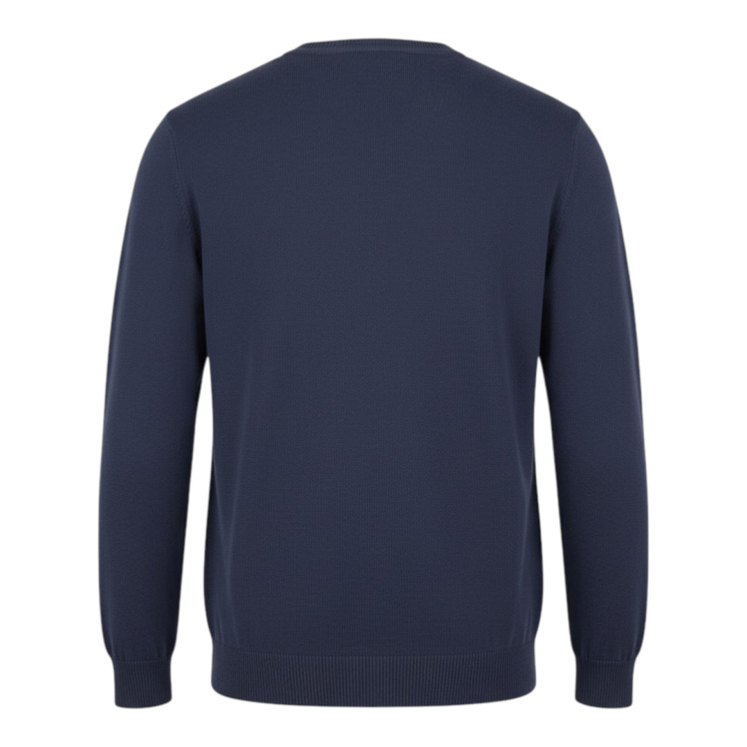 Ronde hals met lange mouwen van gekamd katoen Blauw