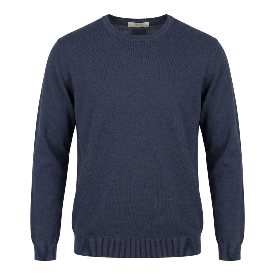 Ronde hals met lange mouwen van gekamd katoen Blauw