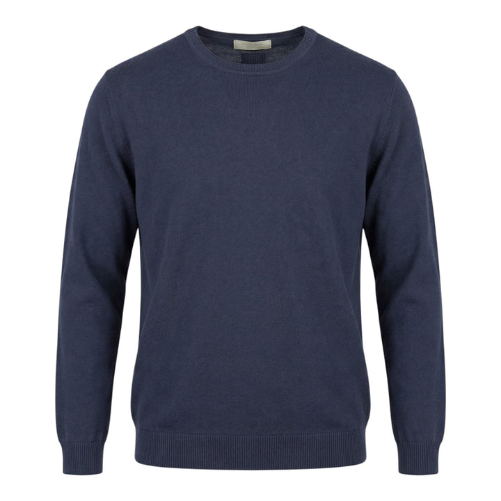 Ronde hals met lange mouwen van gekamd katoen Blauw