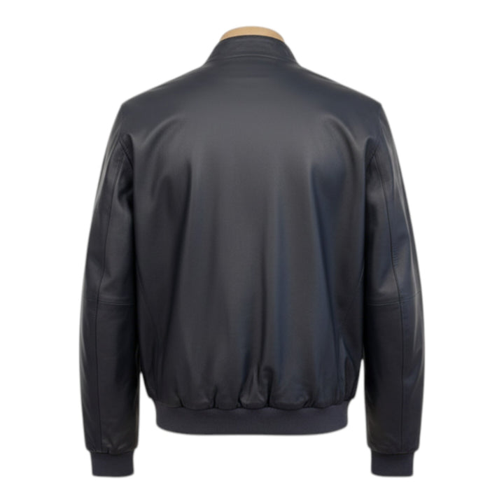 Omkeerbaar Jack van Echt Leer en Nylon Navy-Militair Blauw