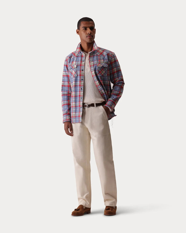 JOSH WESTERN OVERHEMD GERUIT KATOEN RED/GREY