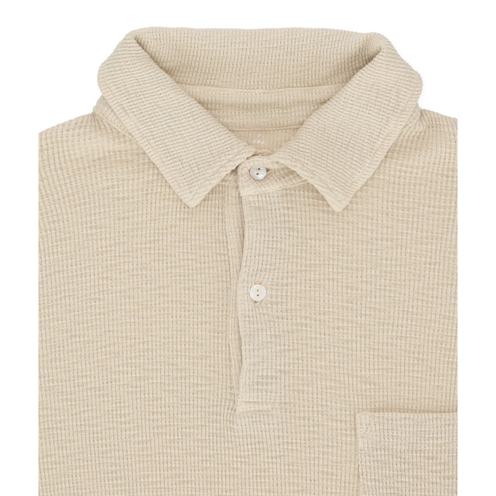 Missourim Polo van Wafeljersey met Korte Mouwen Beige