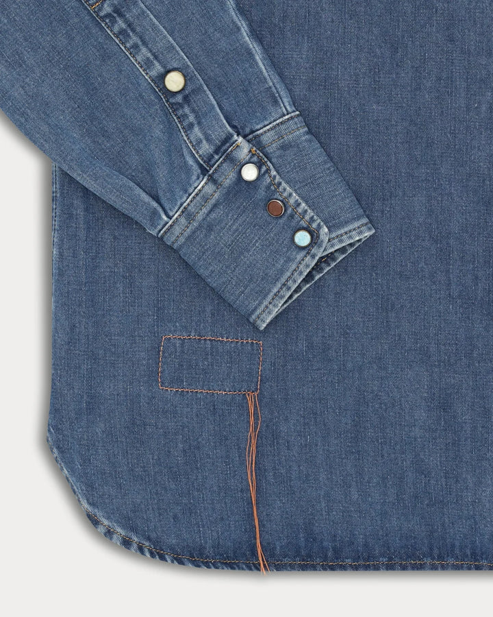 NTEX Western shirt in stone wash denim.