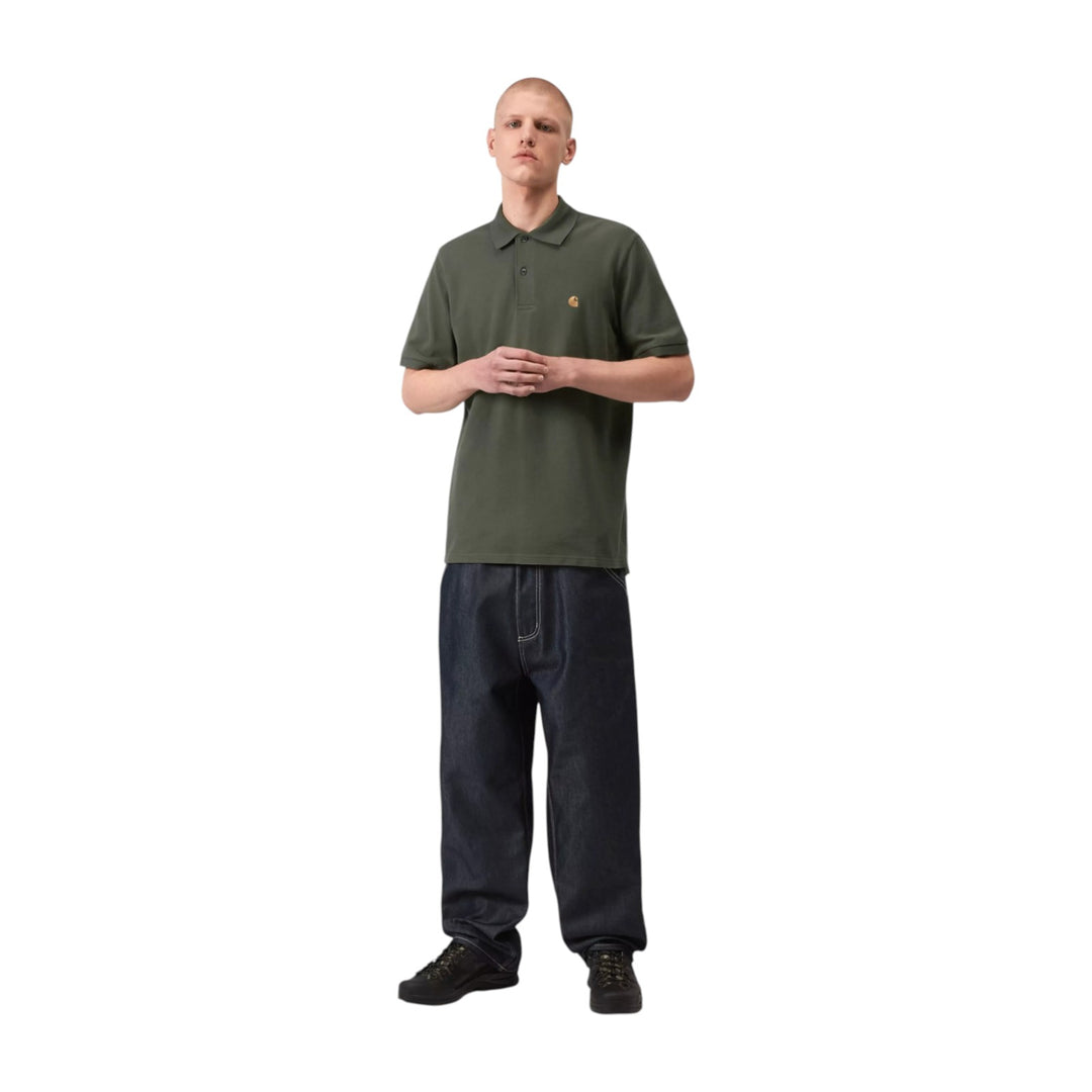 S/S Chase Pique Polo Leaf / Gold