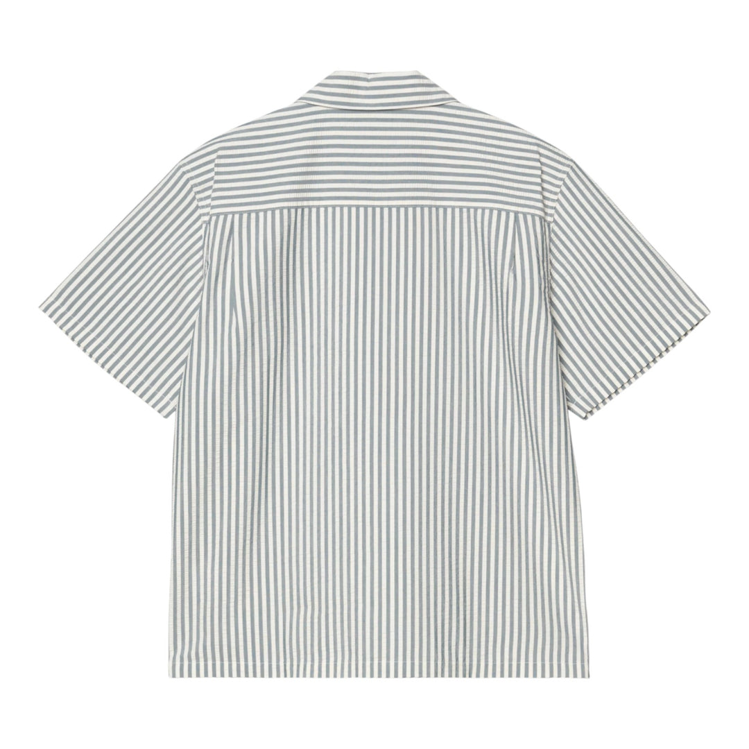 S/S Leavel Shirt Leavel Stripe, Blue River / Wax