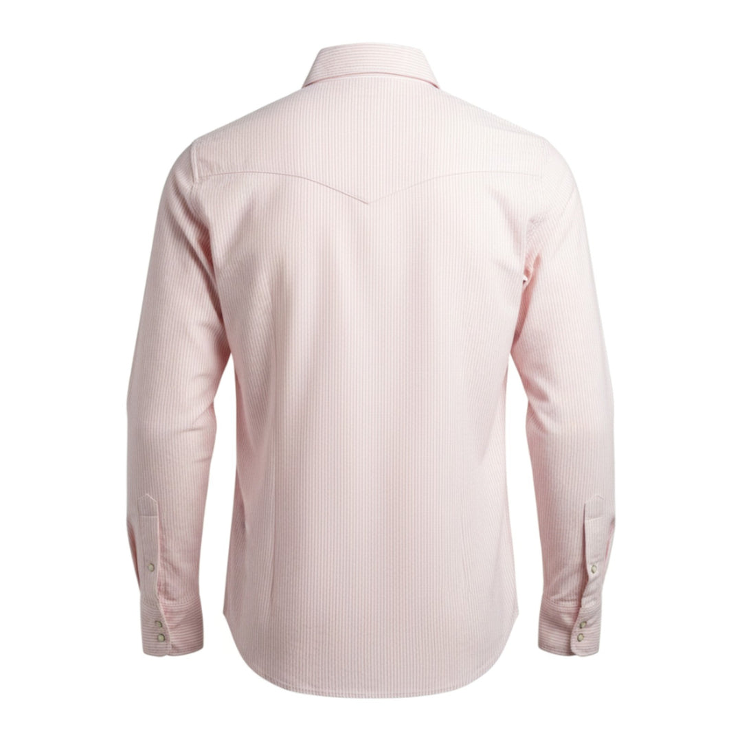 Western Oxford Shirt Flagstaf Gestrereept Wit-Roze