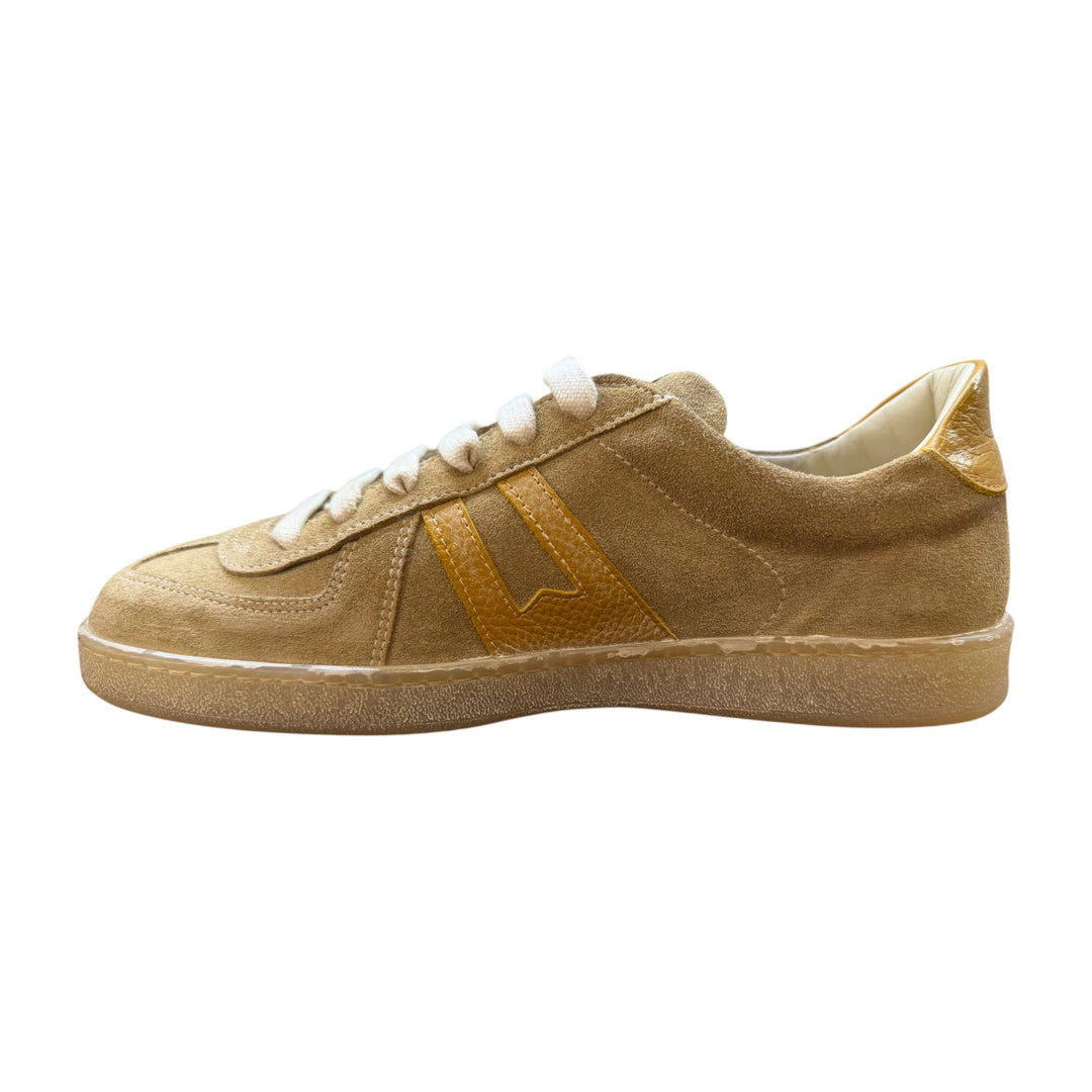 Sneakers in echt suède beige-oker