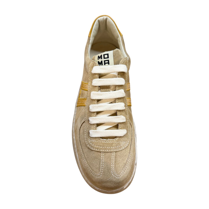 Sneakers in echt suède beige-oker