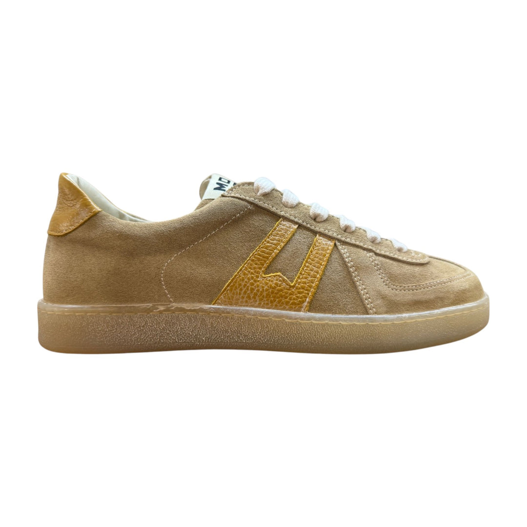 Sneakers in echt suède beige-oker