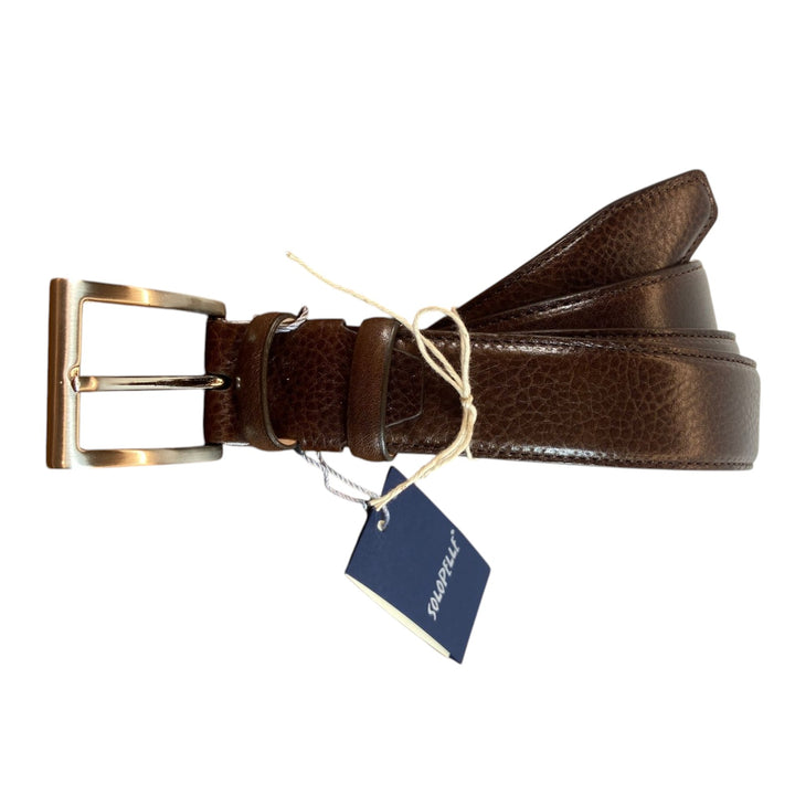 CINTURA VERA PELLE BOTTOLATA MARRONE