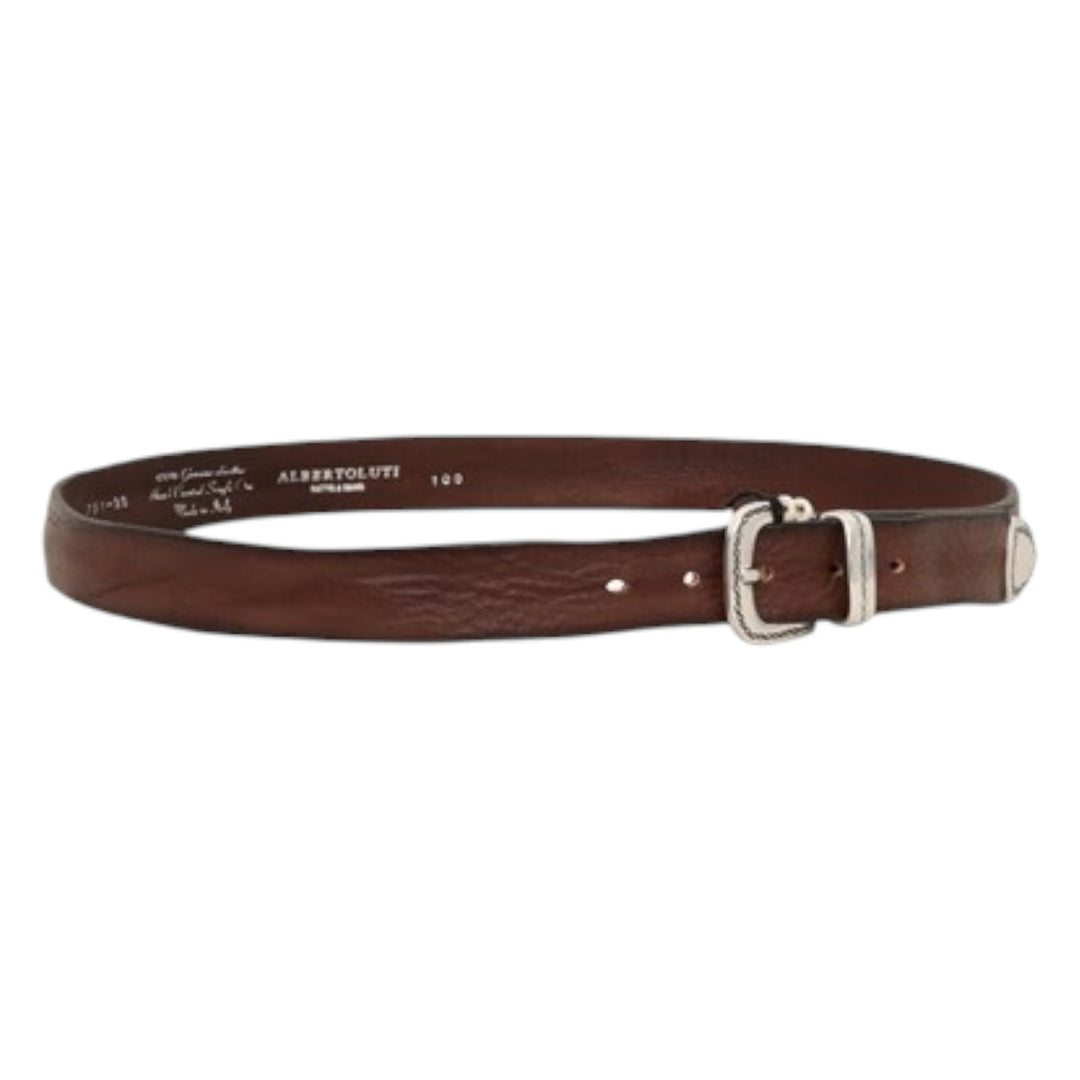 CINTA VERA PELLE WESTERN MARRONE