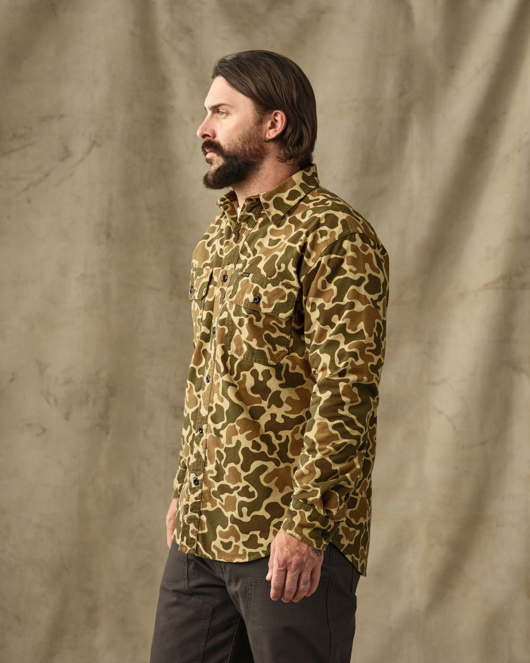 Filson Field Flannel Shirt Buckskin Camo Beige - foto 3