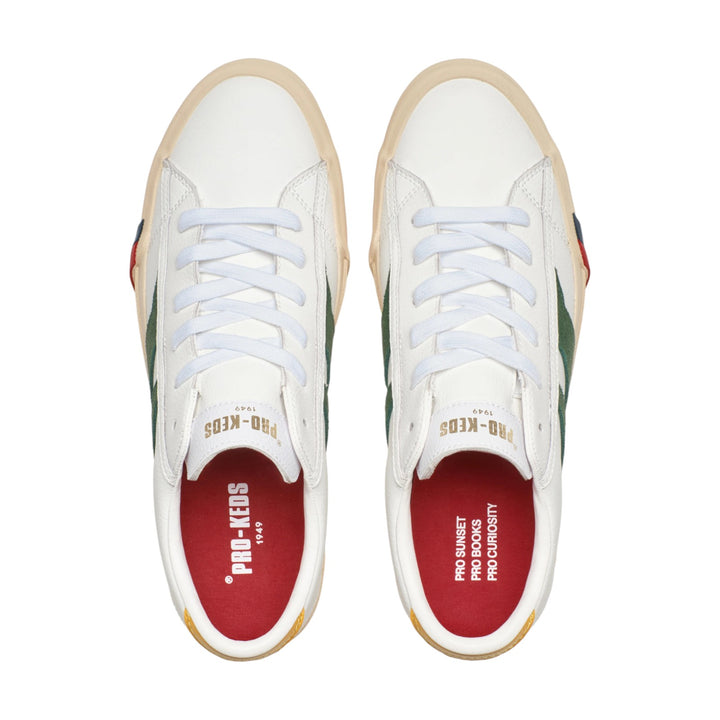 Royal Classic in wit en groen leer