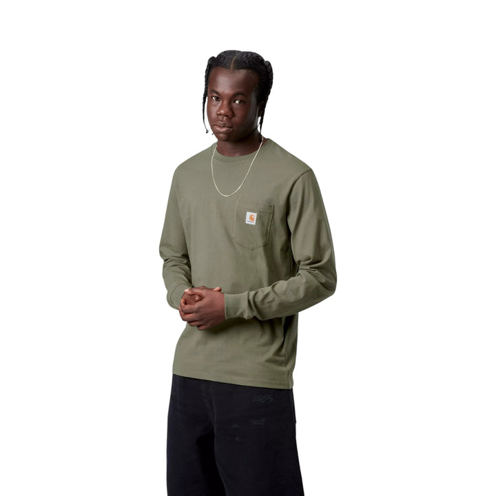 T-Shirt L/S Pocket Leaf Groen