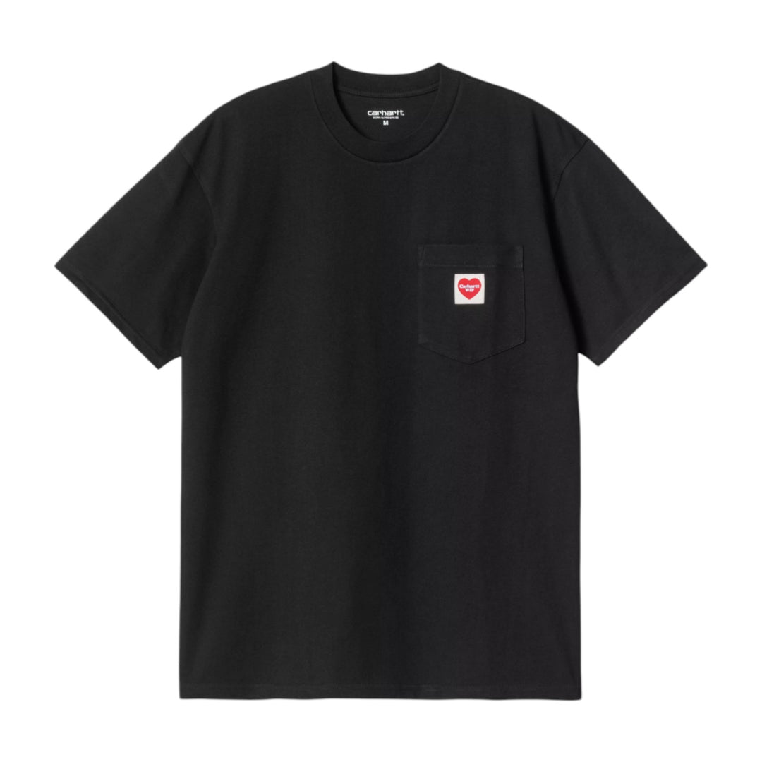S/S Pocket Heart T-Shirt Black / Red
