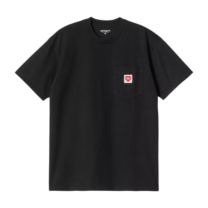 S/S Pocket Heart T-Shirt Black / Red