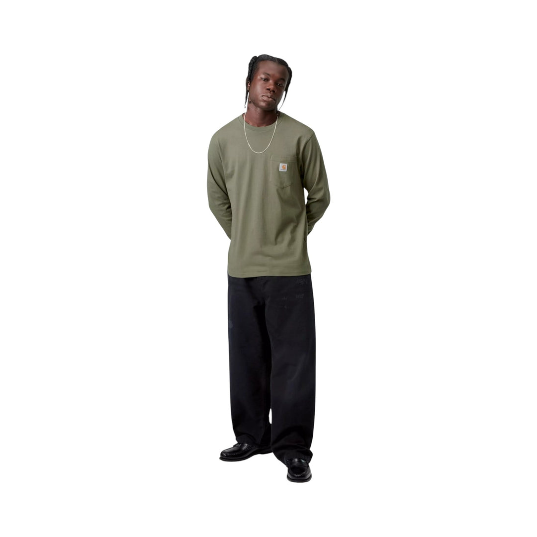 T-Shirt L/S Pocket Leaf Groen