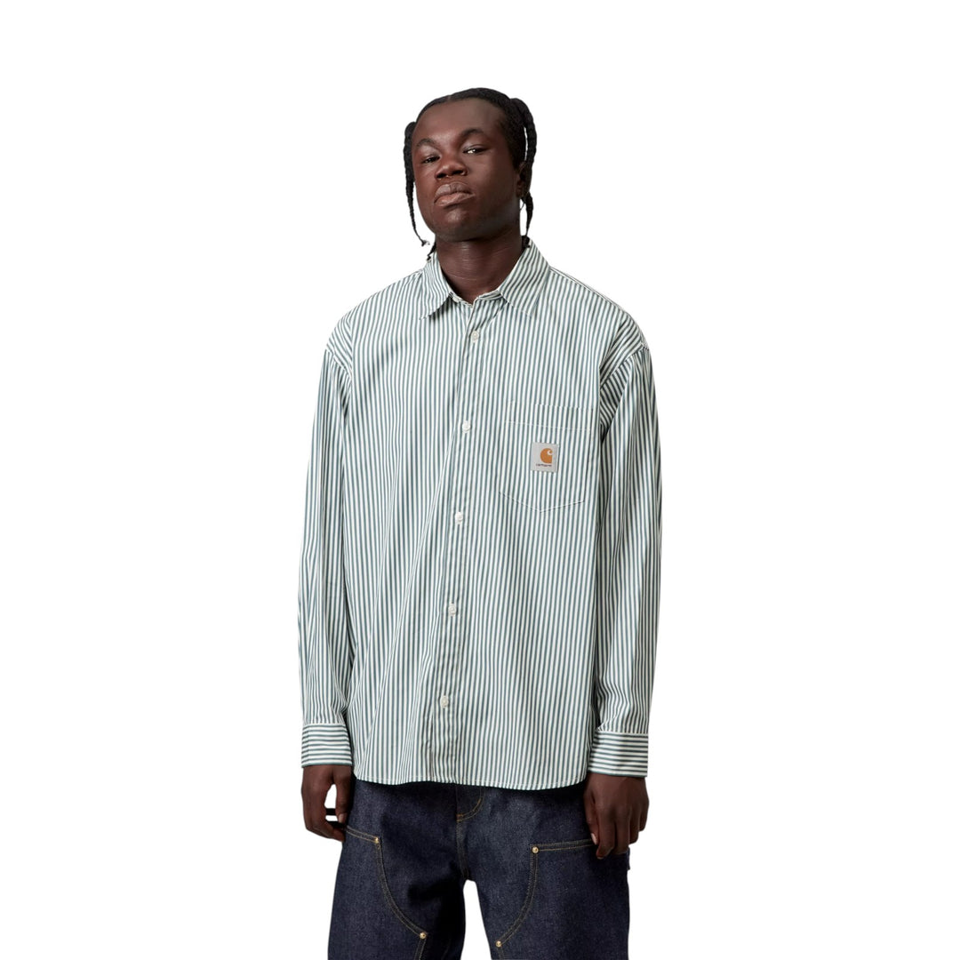 L/S Daldry Shirt Daldry Stripe Overhemd, Office Blauw/Wit