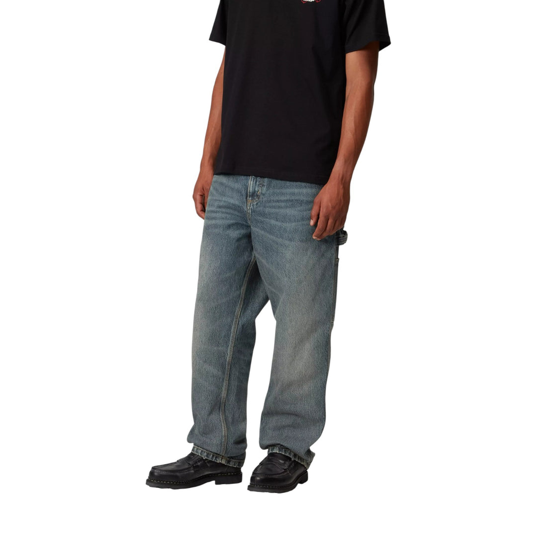 Single Knee Pant Blue Worn Washed