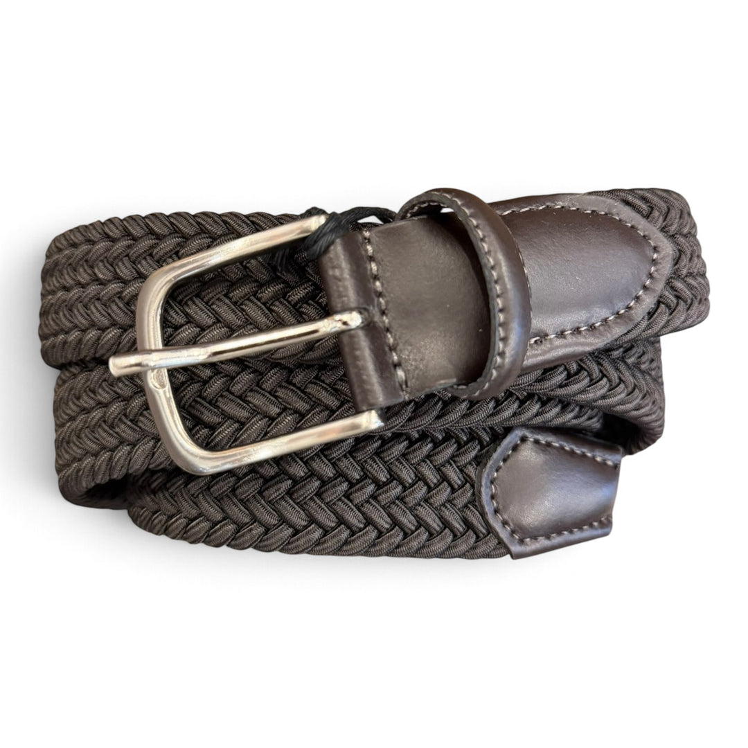 Elastische Gevlochten Riem Rijstkorrel Blauw Bruin