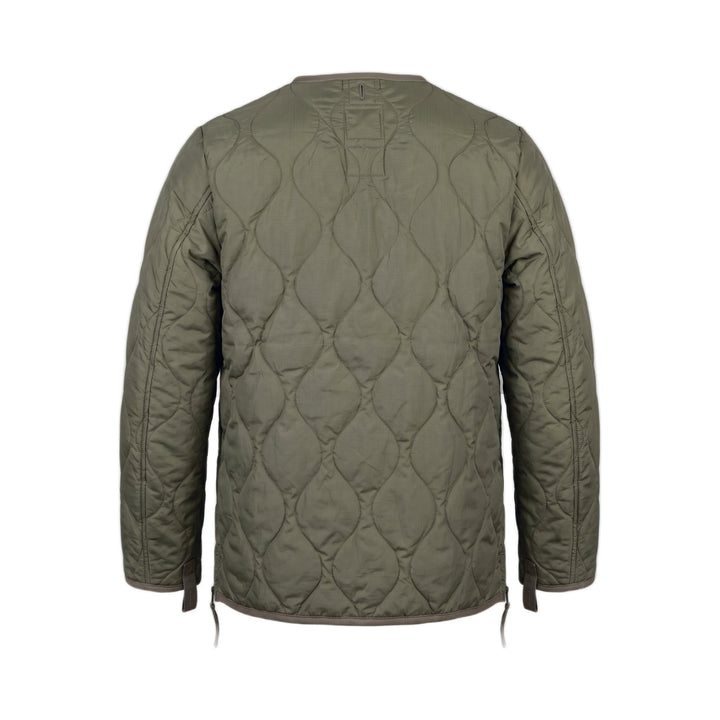 Military Zip V Neck Down Jacket in nylon verde oliva Taion, vista posteriore