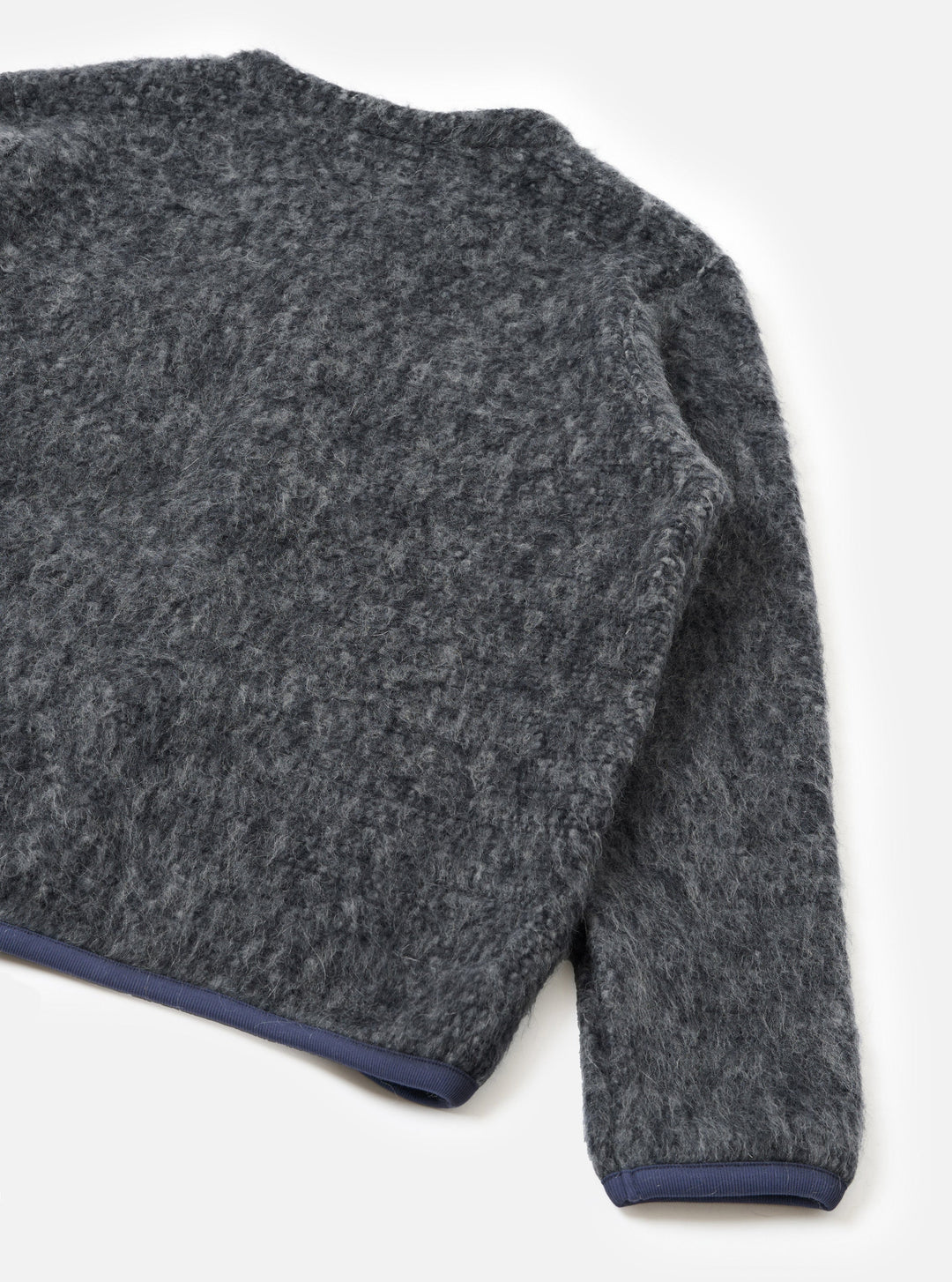 Universal Works Cardigan Losso Mohair Mix Navy/Pale Grey Blu - foto 5