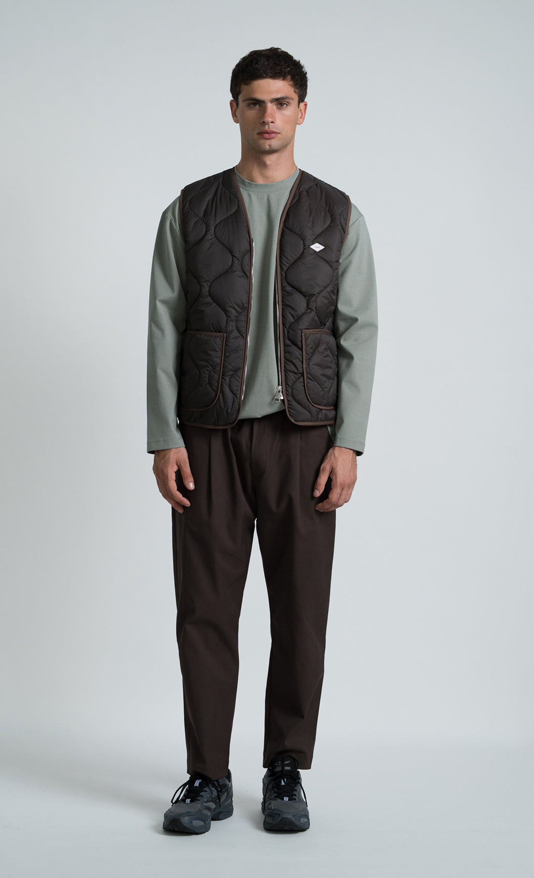 Wooden Gilet Rail Zip Moro Marrone - foto 3